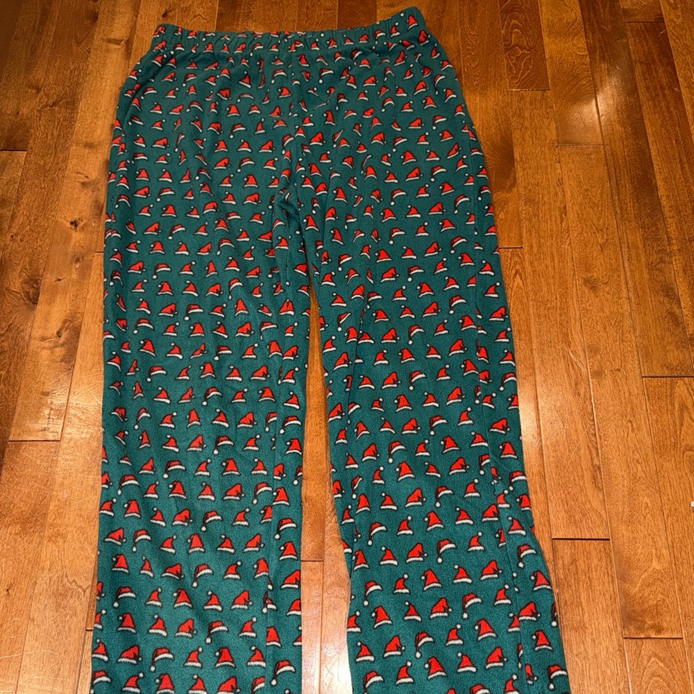 Wondershop Teal Pajama Pants with Santa Hat Design